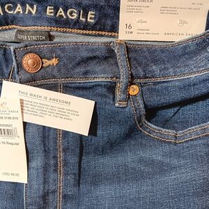 American Eagle Outfitters Dark Blue Denim Jeans with Contrast Stitching